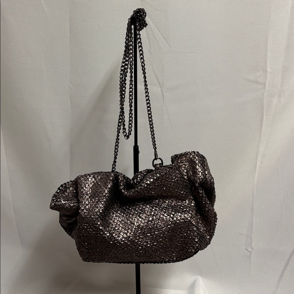 Anthropologie Jory Metallic Convertible Clutch/Crossbody Bag Bronze